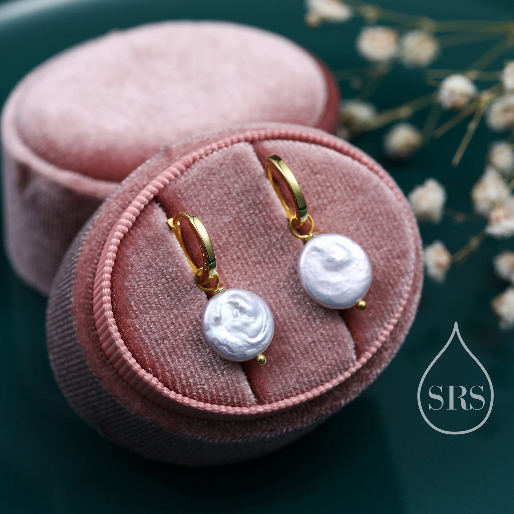 Coin Baroque Pearl Dangle Hoop Earrings in Sterling Silver, Detachable Pearl Hoop Earrings, Pearl Huggie Hoops, Keshi Pearls