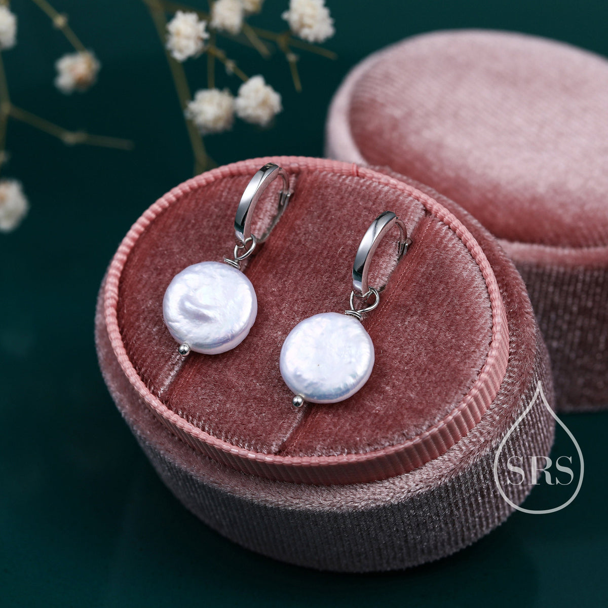 Coin Baroque Pearl Dangle Hoop Earrings in Sterling Silver, Detachable Pearl Hoop Earrings, Pearl Huggie Hoops, Keshi Pearls