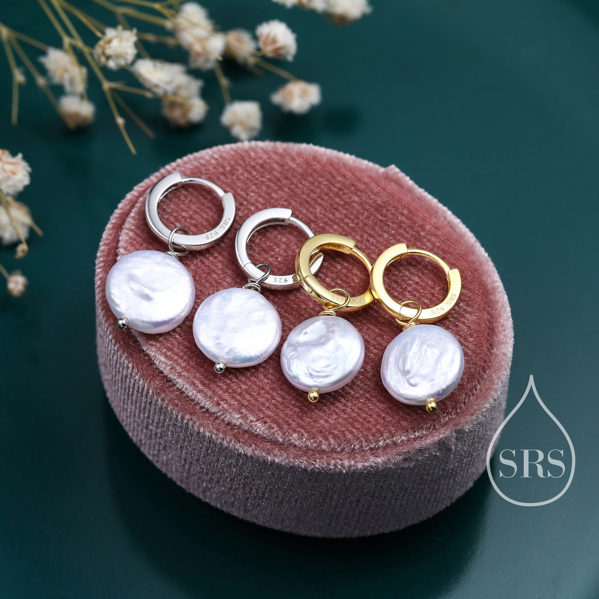 Pearl dangle hoop earrings deals