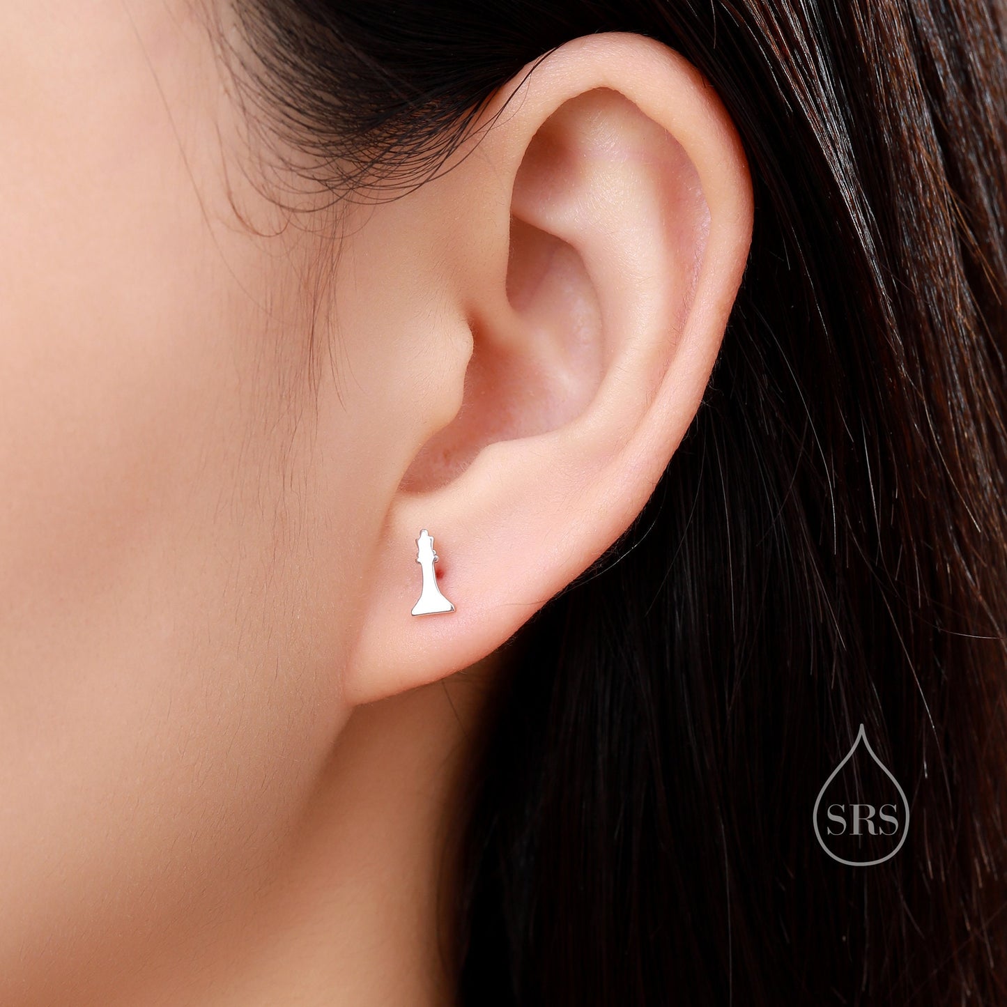Extra Tiny Chess Piece Stud Earrings in Sterling Silver, Silver, Gold or Rose Gold, Chess Earrings, Chess Piece Earrings