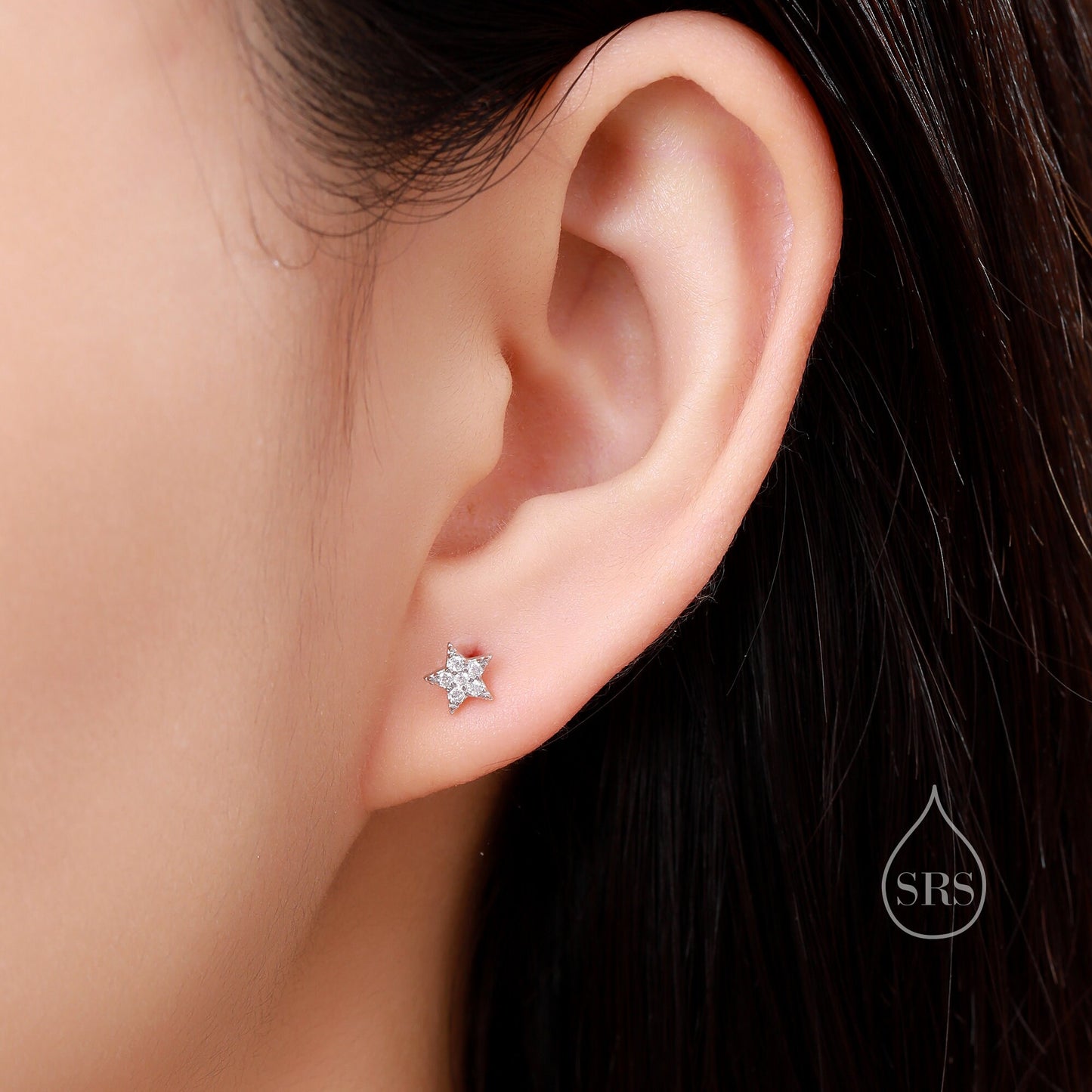 Extra Tiny CZ Star Stud Earrings in Sterling Silver, Silver, Gold or Rose Gold, Star Earrings, Tiny Star Earrings
