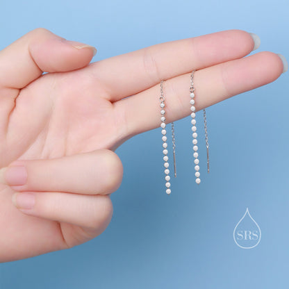 Disk Chain Threader Earrings in Sterling Silver, Silver or Gold, Sparkle Chain Long Ear Threaders, Long Threaders