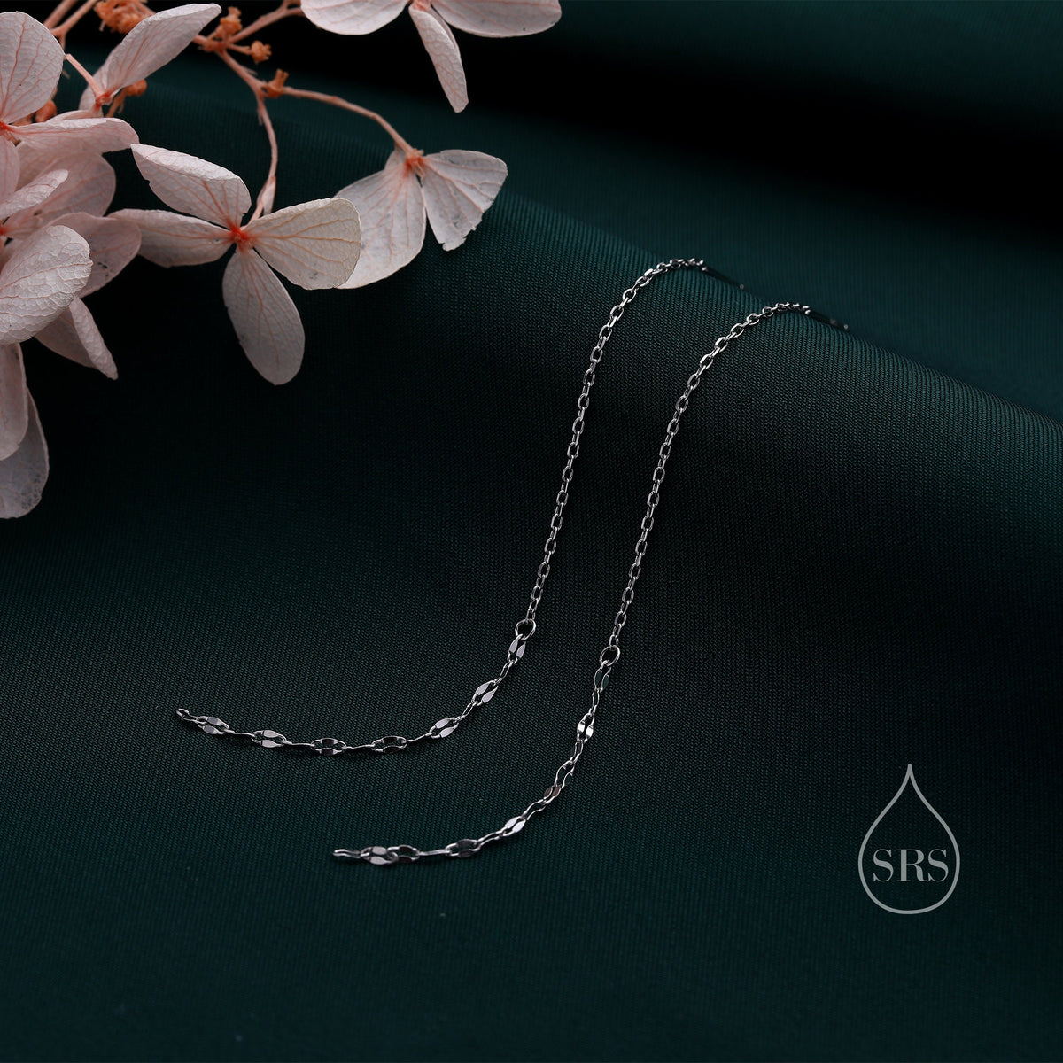 Oval Coin Chain Threader Earrings in Sterling Silver, Silver or Gold, Sparkle Chain Long Ear Threaders, Long Threaders