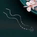 Oval Coin Chain Threader Earrings in Sterling Silver, Silver or Gold, Sparkle Chain Long Ear Threaders, Long Threaders