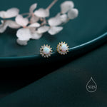 Opal CZ Halo Stud Earrings in Sterling Silver, Silver or Gold, Lab Opal and CZ Earrings, Opal Earrings