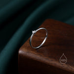 Extra Tiny CZ Ring in Sterling Silver, Skinny CZ Ring, US 5 - 8