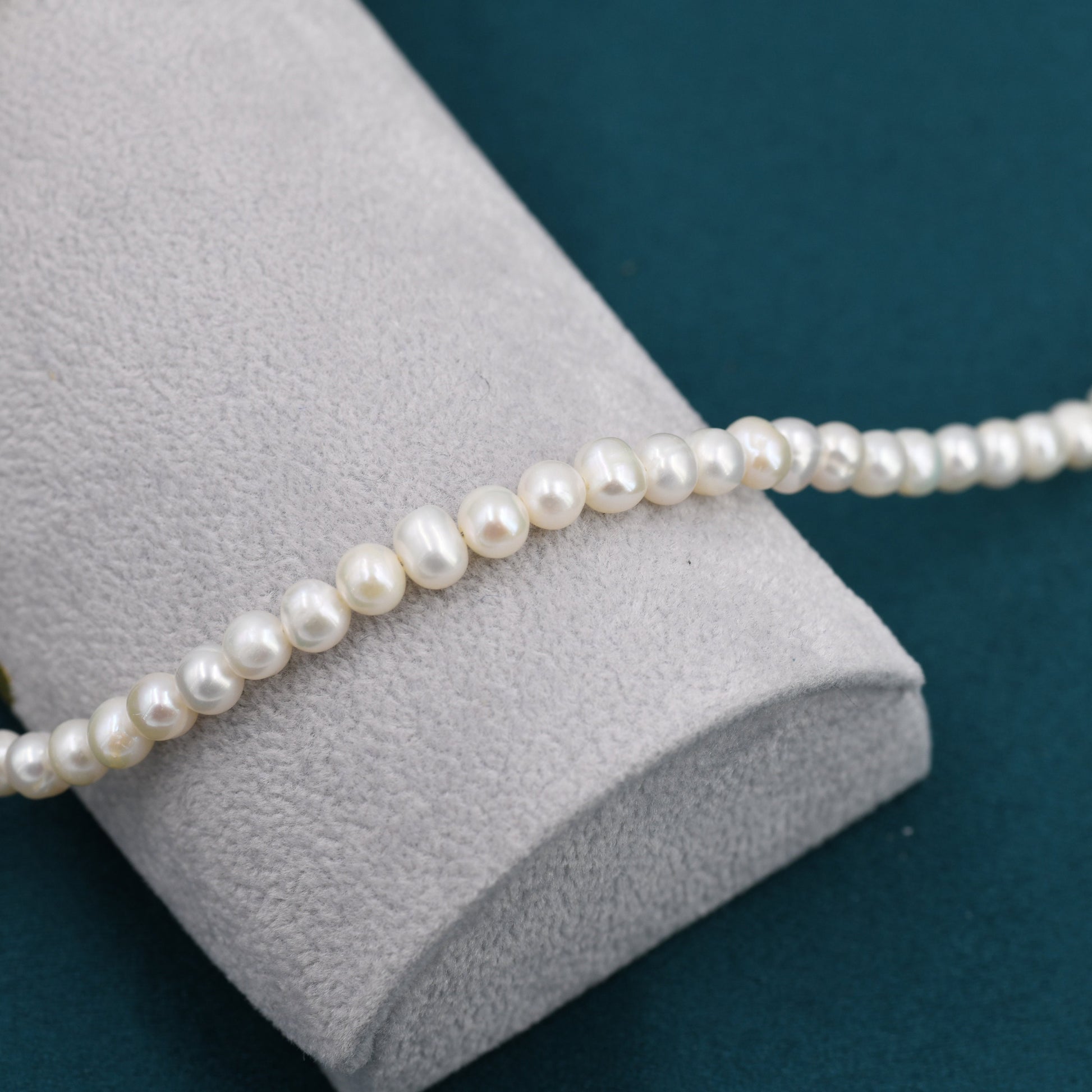 Genuine Freshwater Pearl Necklace in Sterling Silver, Slightly Irregular Shape 5mm Round Fresh Water Pearl Necklace, Men or Women, Unisex