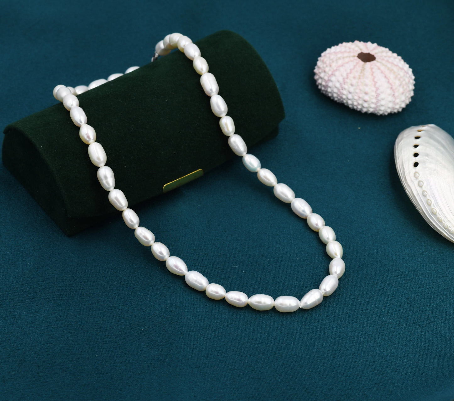 Genuine Freshwater Pearl Necklace in Sterling Silver, Slightly Irregular Shape Oval Round Fresh Water Pearl Necklace, Baroque Pearl Necklace