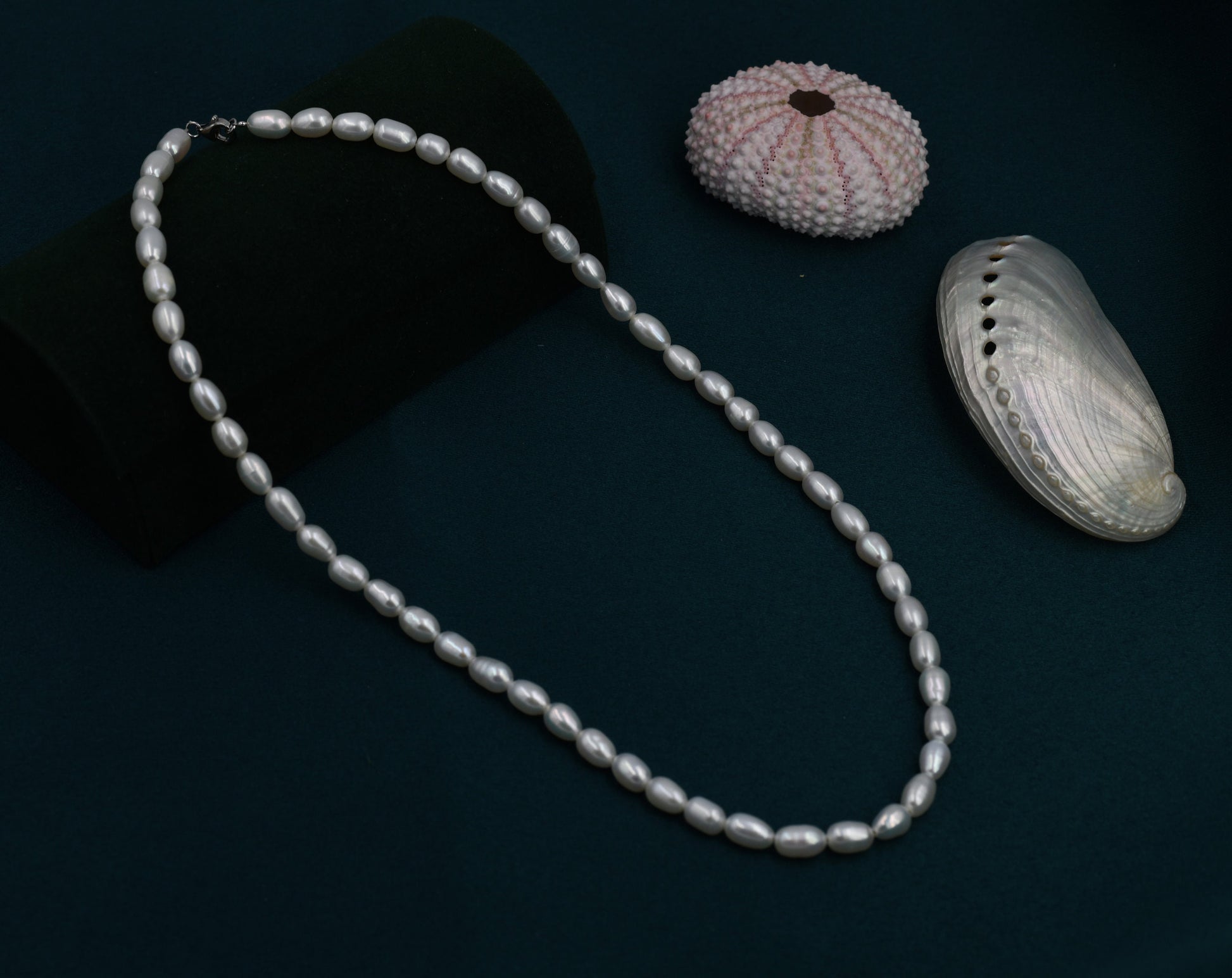 Genuine Freshwater Pearl Necklace in Sterling Silver, Slightly Irregular Shape Oval Round Fresh Water Pearl Necklace, Baroque Pearl Necklace