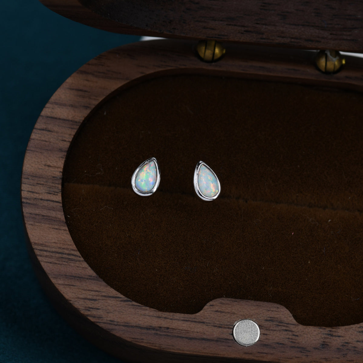 Tiny Opal Droplet Screw Back Earrings in Sterling Silver, Silver or Gold, Opal Drop Stud, White Opal Screw Back Earrings, Fire Opal