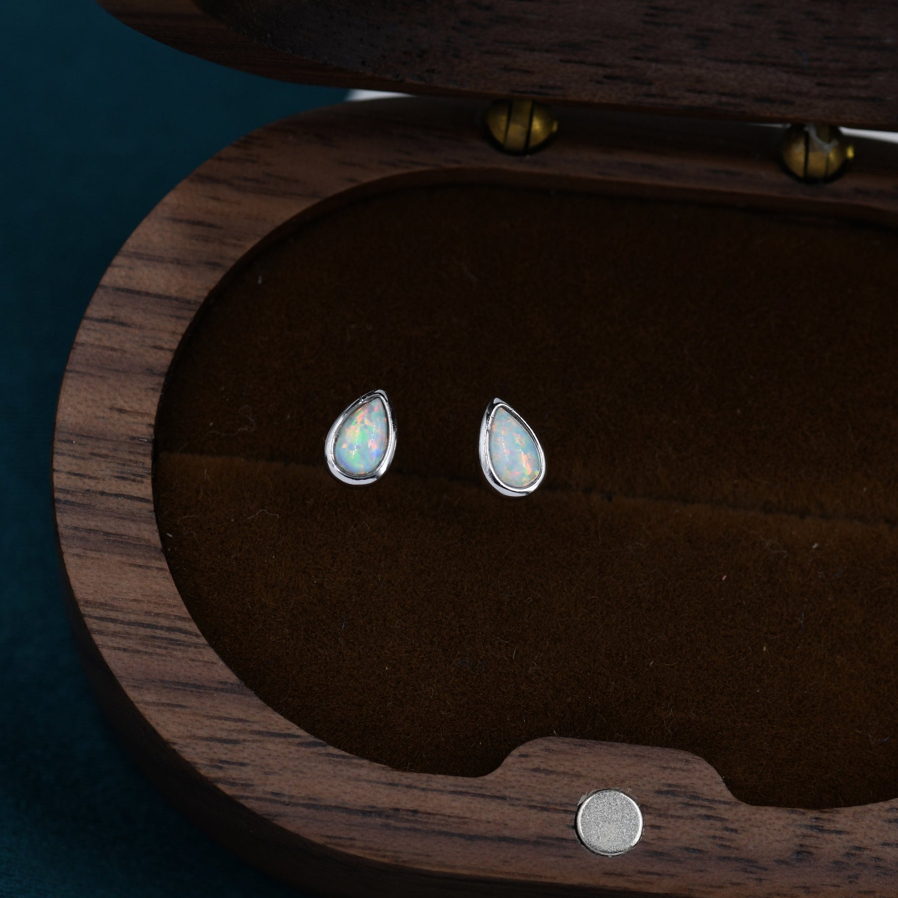 Tiny Opal Droplet Screw Back Earrings in Sterling Silver, Silver or Gold, Opal Drop Stud, White Opal Screw Back Earrings, Fire Opal