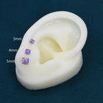 Cosmic Dust Purple Opal Stud Earrings in Sterling Silver, 3mm, 4mm and 5mm Simulated Opal, Purple Opal Stud Earrings