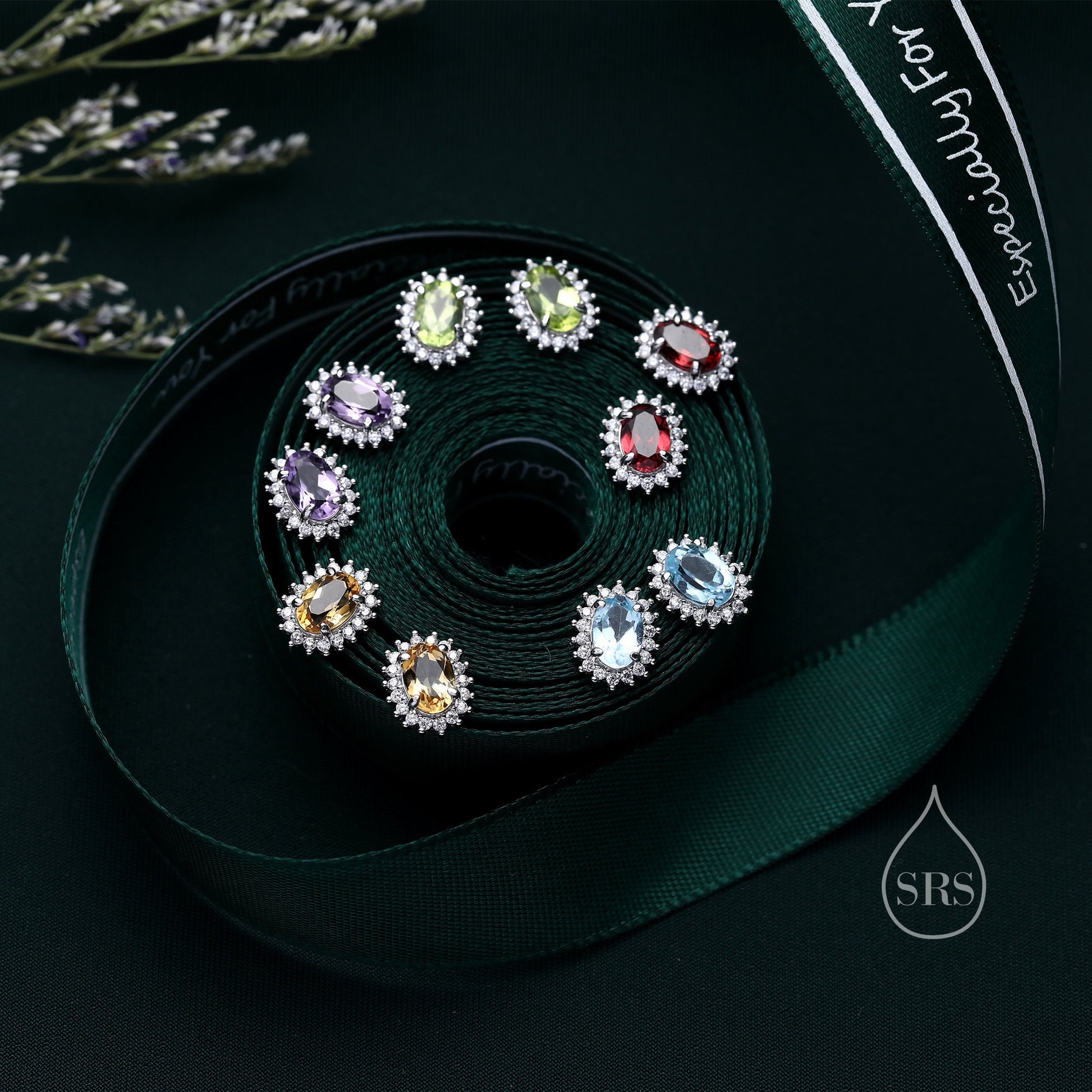 Genuine Amethyst Purple Crystal Stud Earrings in Sterling Silver, Natural Purple Amethyst Oval Stud Earrings