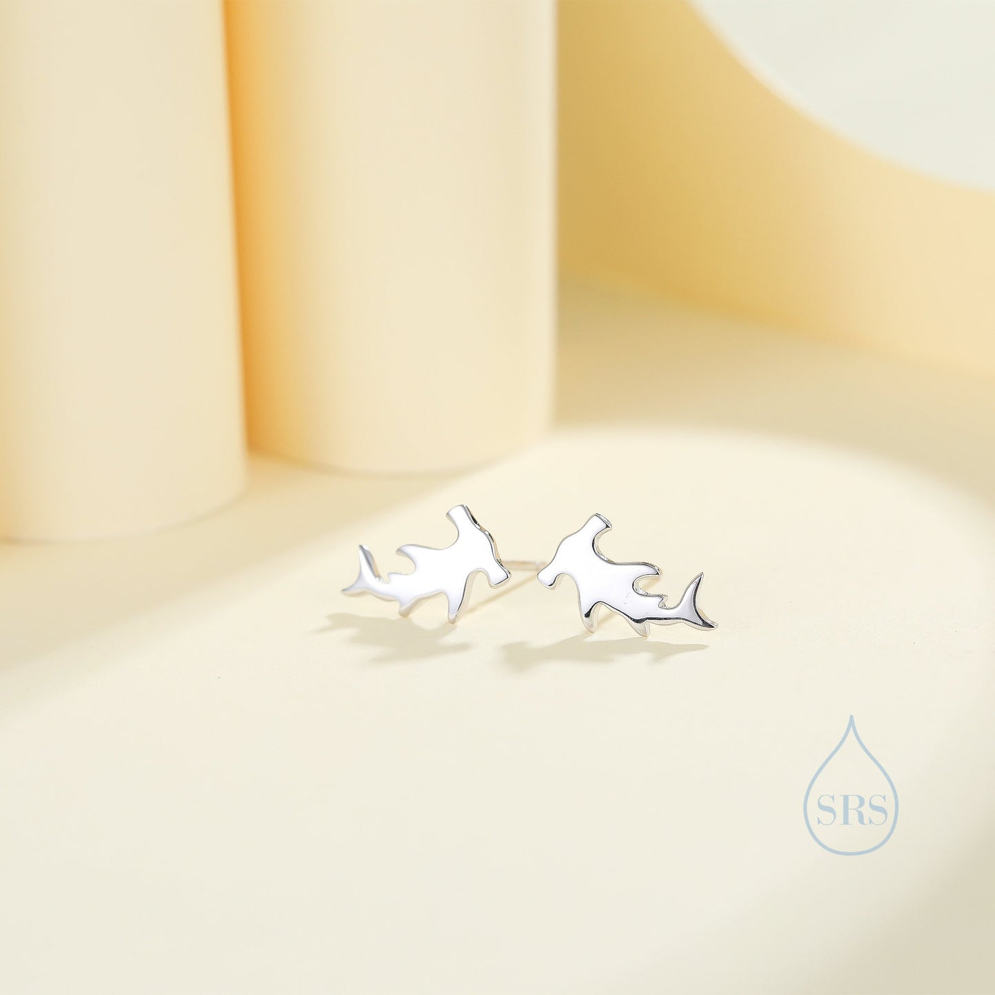 Hammerhead Shark Stud Earrings in Sterling Silver, Silver or Gold, Shark Earrings, Fish Earrings, Silver Shark Earrings