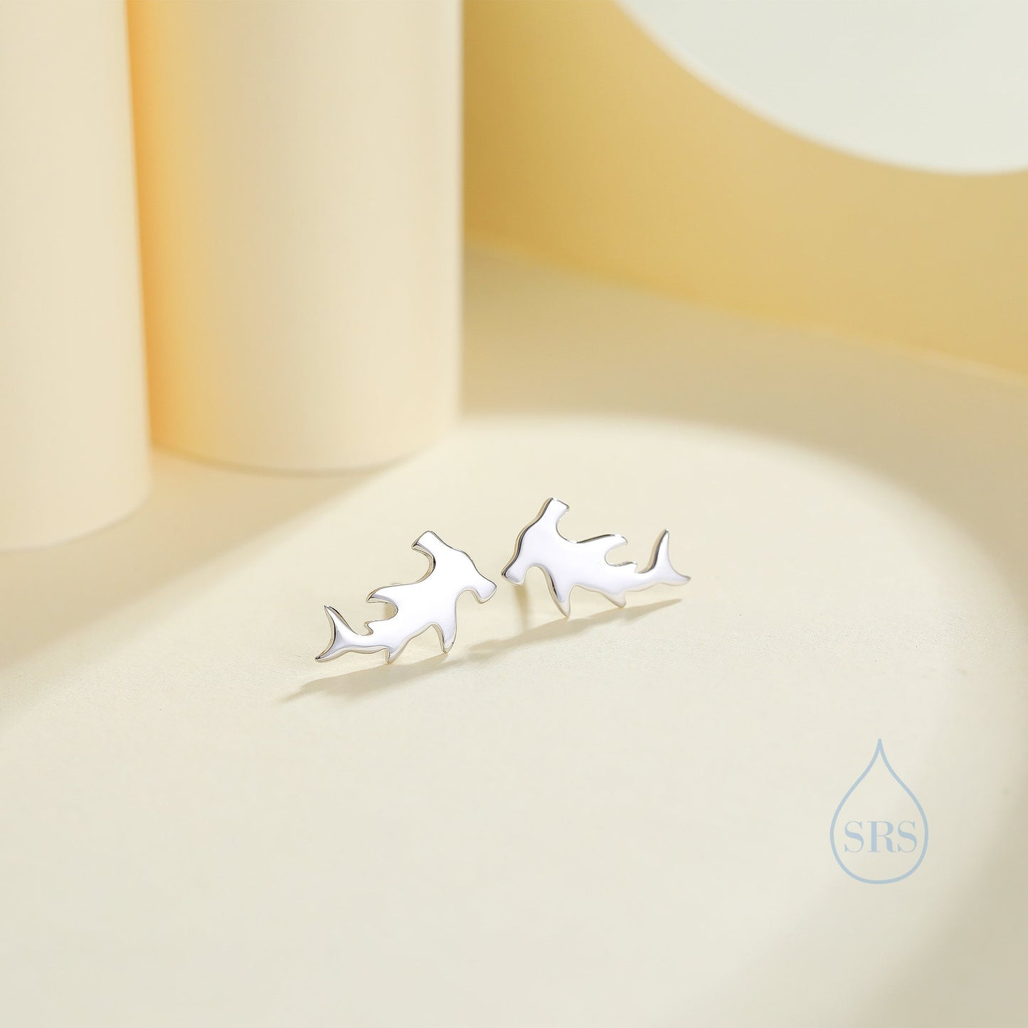 Hammerhead Shark Stud Earrings in Sterling Silver, Silver or Gold, Shark Earrings, Fish Earrings, Silver Shark Earrings
