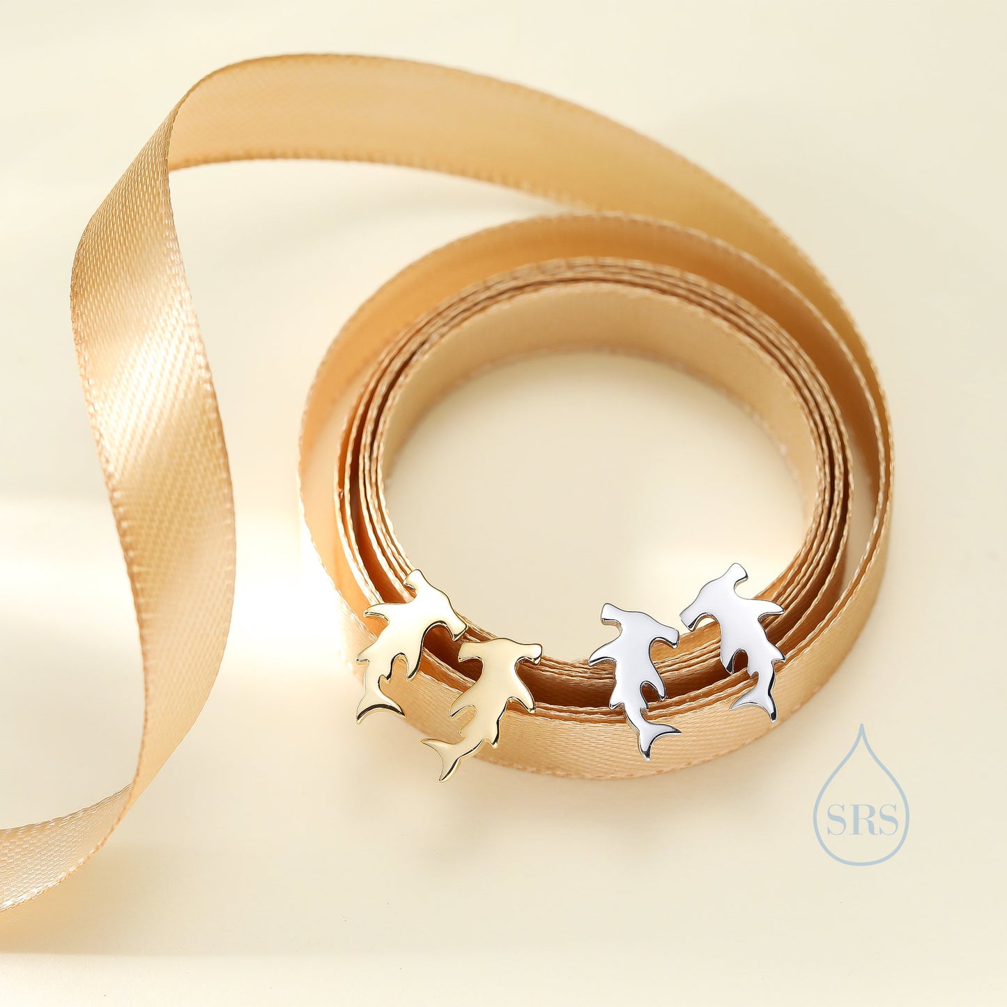 Hammerhead Shark Stud Earrings in Sterling Silver, Silver or Gold, Shark Earrings, Fish Earrings, Silver Shark Earrings