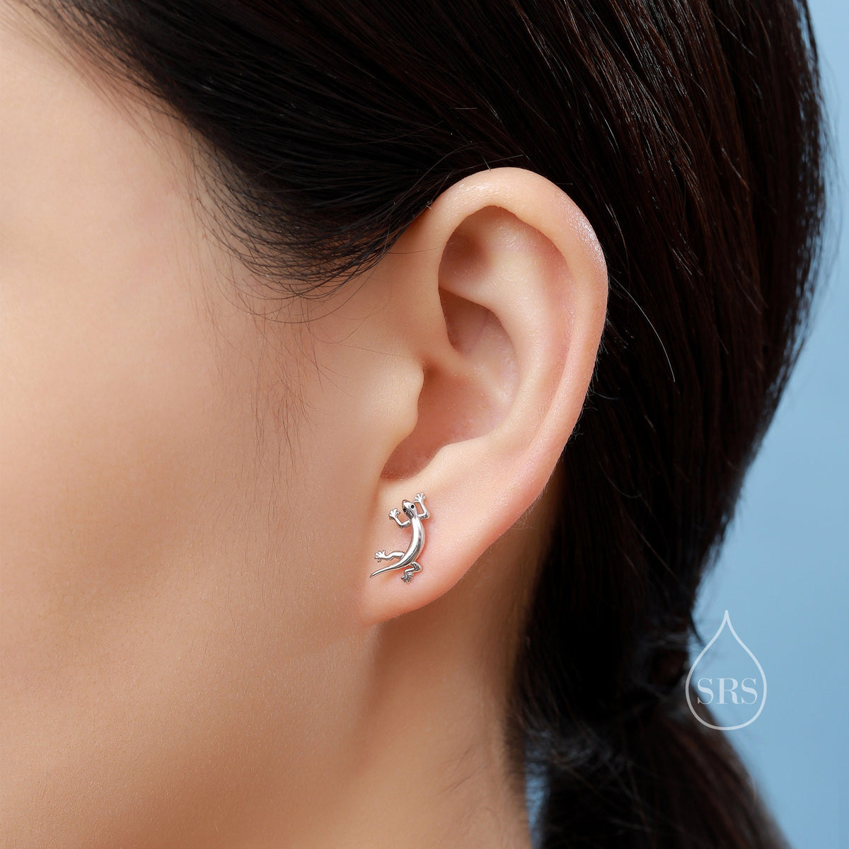 Lizard Stud Earrings in Sterling Silver, Silver or Gold, Lizard Earrings, Fish Earrings, Silver Lizard Earrings