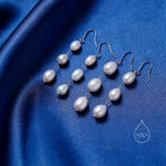 Baroque Pearl Trio Drop Hook Earrings in Sterling Silver, Silver or Gold, Long Pearl Drop Earrings, Natural Keshi Freshwater Pearl Earrings