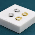 6mm Onyx Black CZ Crystal Huggie Hoops in Sterling Silver, Silver or Gold, Minimalist Hoop Earrings, Cartilage Hoops