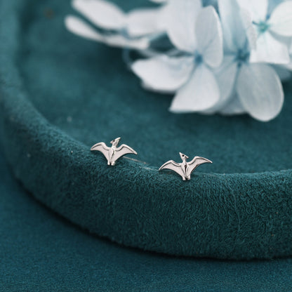 Pterodactyl Studs Pterosaurs Flying Dinosaur Earrings in Sterling Silver - Extra Tiny - Dinosaur Stud - Dino Stud - Cute, Fun, Whimsical