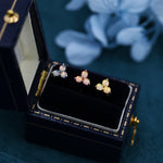 Opal Trio Stud Earrings in Sterling Silver, Silver, Gold or Rose Gold, Dainty Three Dot Opal Earrings