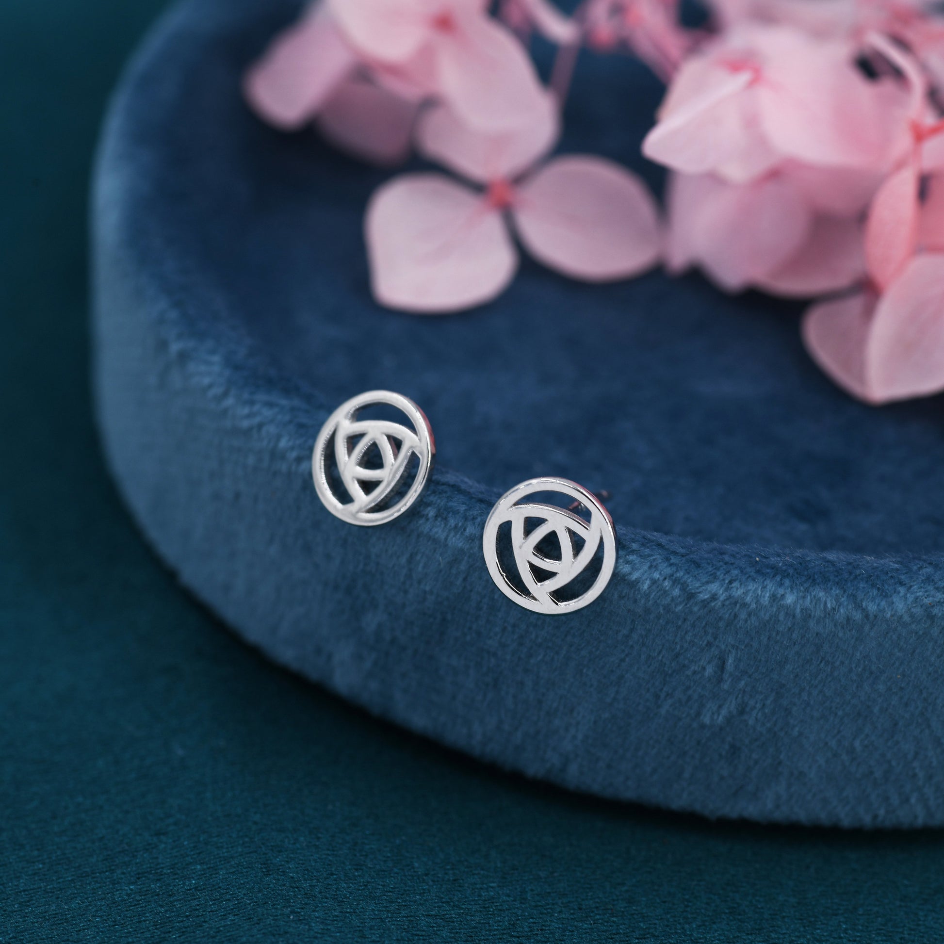 Mackintosh Rose Stud Earrings in Sterling Silver - Scottish Design Flower Earrings - Cute, Fun, Whimsical