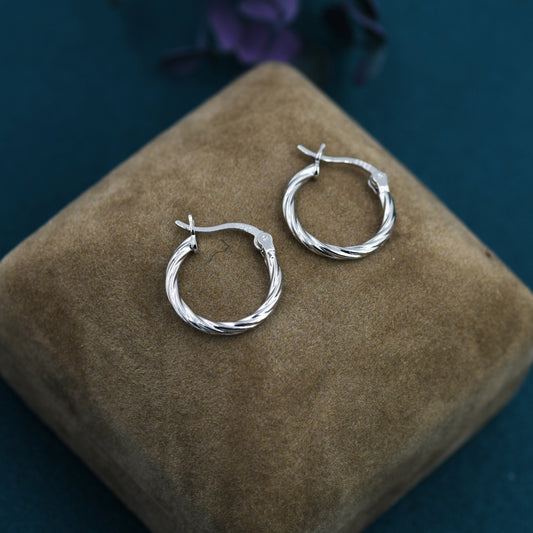 Braided Hoop Earrings in Sterling Silver, Silver or Gold, Twist Hoop Earrings, Simple Hoop Earrings 12mm Inner Diameter