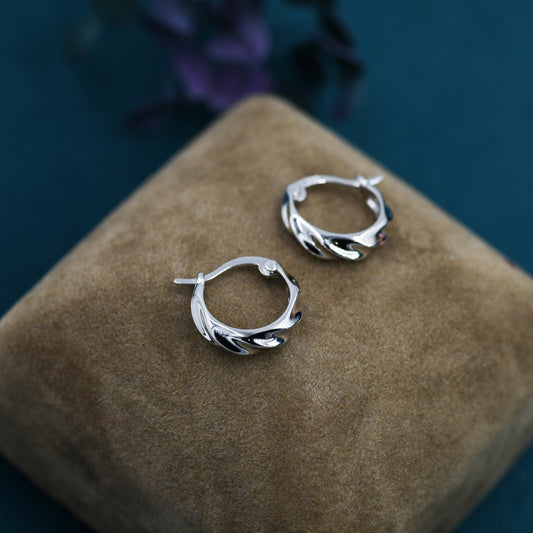 Croissant Hoop Earrings in Sterling Silver, Silver or Gold, Twist Hoop Earrings, Simple Braided Hoop Earrings 10mm Inner Diameter