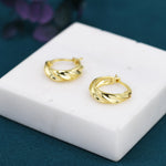 Croissant Hoop Earrings in Sterling Silver, Silver or Gold, Twist Hoop Earrings, Simple Braided Hoop Earrings 10mm Inner Diameter