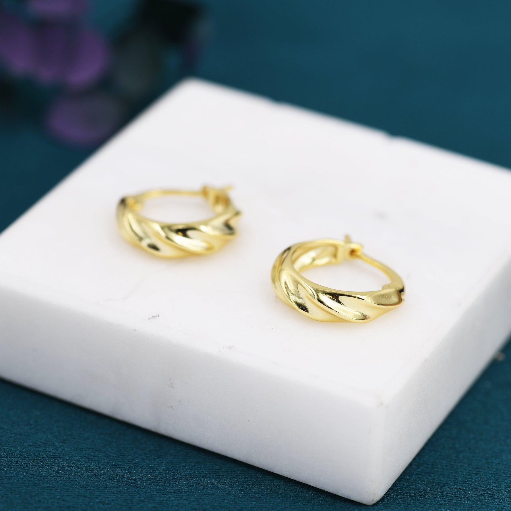 Croissant Hoop Earrings in Sterling Silver, Silver or Gold, Twist Hoop Earrings, Simple Braided Hoop Earrings 10mm Inner Diameter