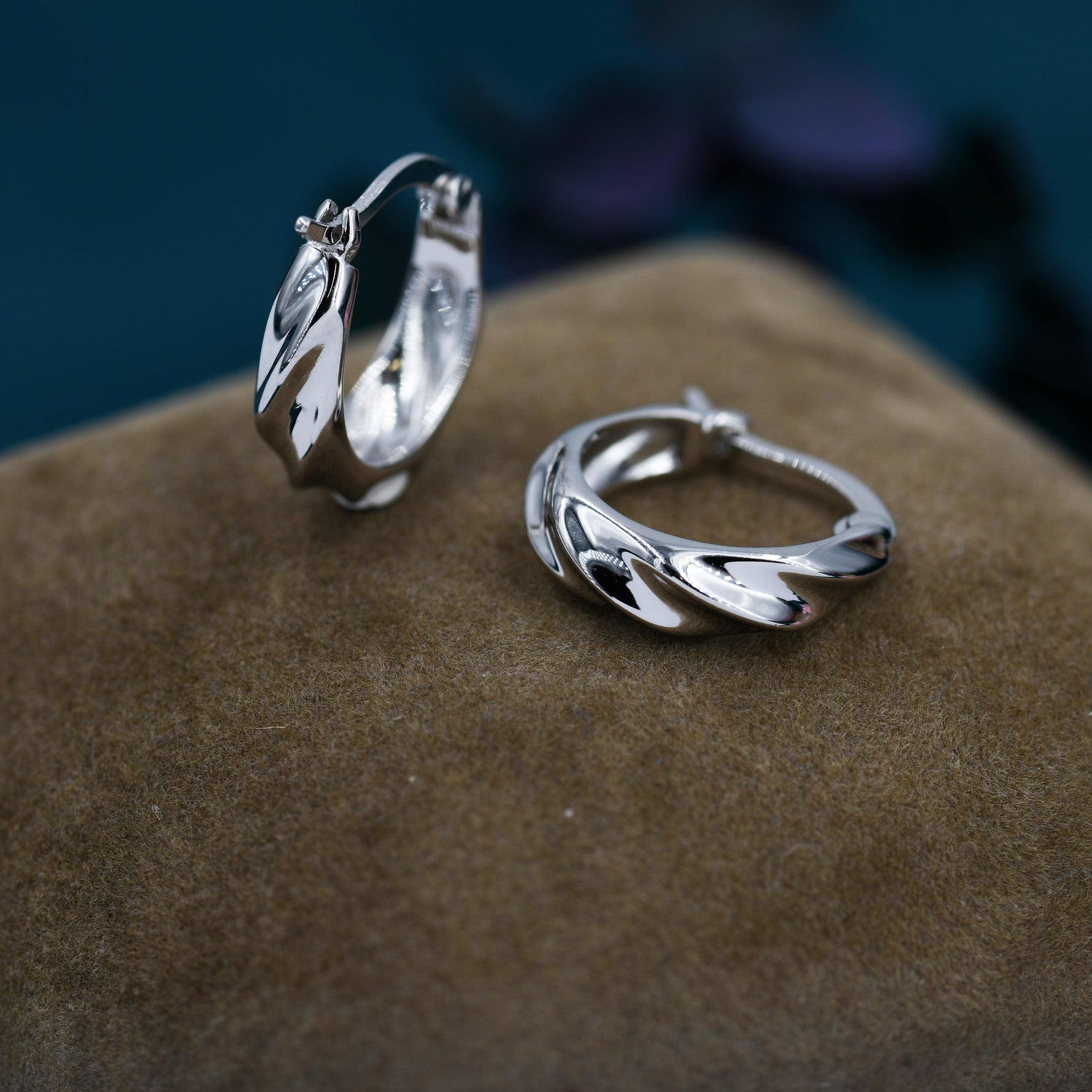 Croissant Hoop Earrings in Sterling Silver, Silver or Gold, Twist Hoop Earrings, Simple Braided Hoop Earrings 10mm Inner Diameter