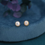 Genuine Pink Pearl Stud Earrings in Sterling Silver, 5mm - 8mm, Small Pearl Stud and Large Pearl Stud, Silver pearl Earrings,