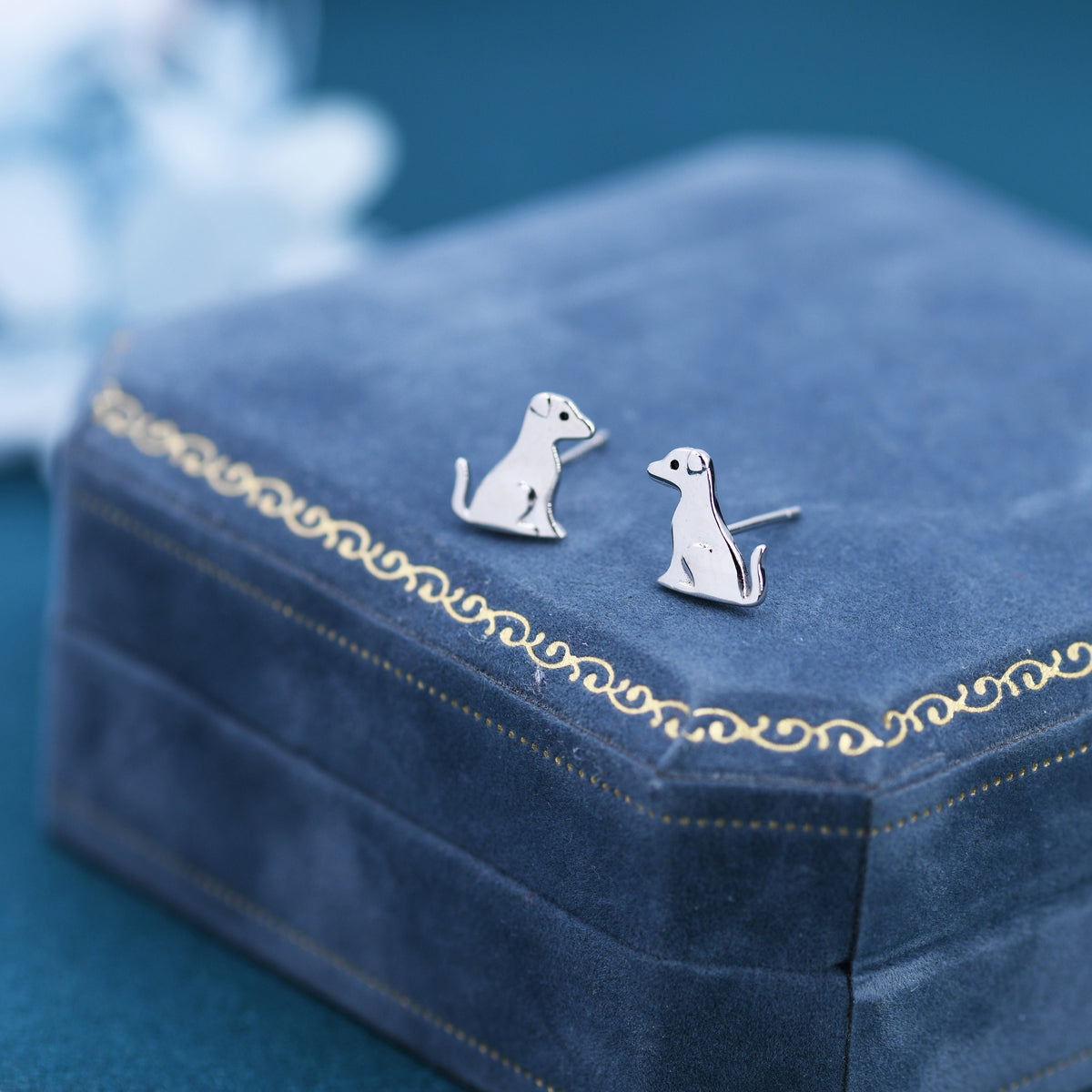 Cute Puppy Dog Stud Earrings in Sterling Silver, Sitting Puppy Earrings, Nature Inspired Animal Earrings, Pet, Terrier, Jack Russell