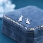 Cute Puppy Dog Stud Earrings in Sterling Silver, Sitting Puppy Earrings, Nature Inspired Animal Earrings, Pet, Terrier, Jack Russell