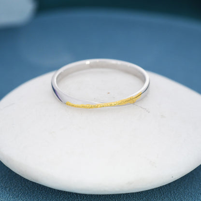 Mobius Ring in Sterling Silver with Partial Gold Coating, Mobius Strip Ring, Silver Mobius Circle Ring, Infinity Ring, US 5 6 7 8 Size