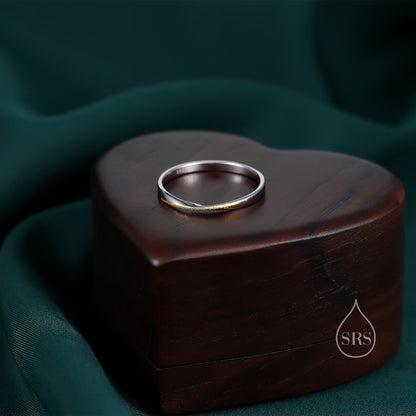 Mobius Ring in Sterling Silver with Partial Gold Coating, Mobius Strip Ring, Silver Mobius Circle Ring, Infinity Ring, US 5 6 7 8 Size