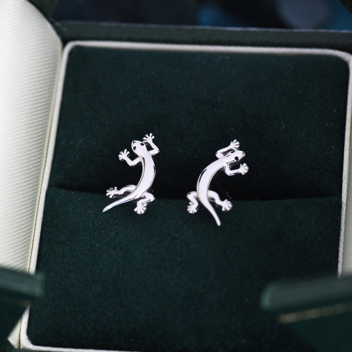 Lizard Stud Earrings in Sterling Silver, Silver or Gold, Lizard Earrings, Fish Earrings, Silver Lizard Earrings