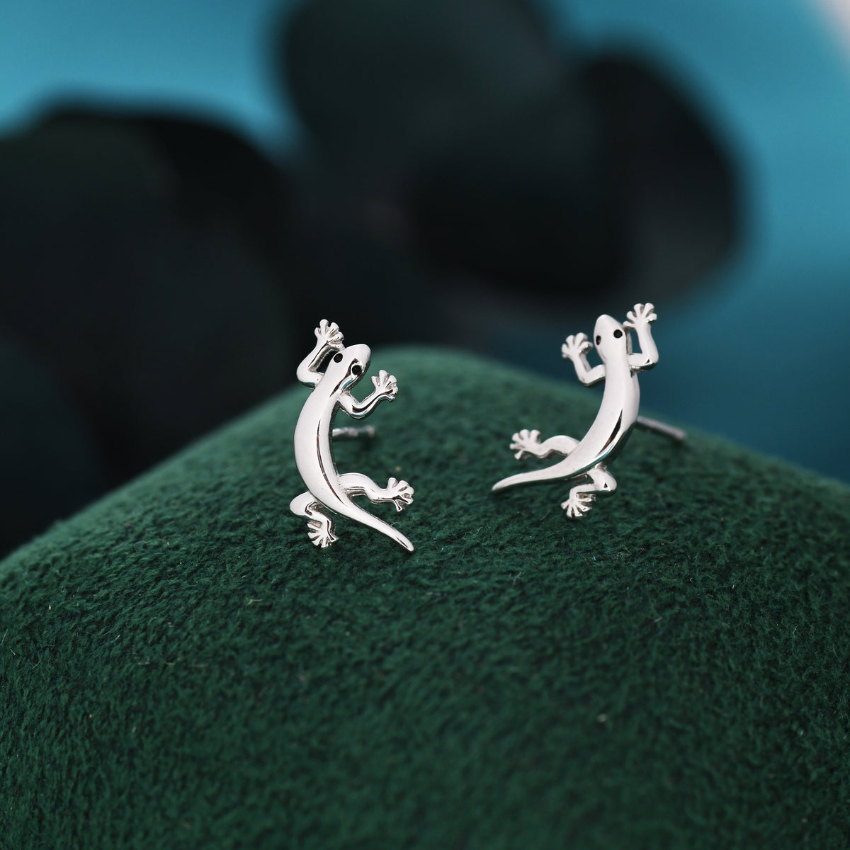 Lizard Stud Earrings in Sterling Silver, Silver or Gold, Lizard Earrings, Fish Earrings, Silver Lizard Earrings