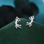 Lizard Stud Earrings in Sterling Silver, Silver or Gold, Lizard Earrings, Fish Earrings, Silver Lizard Earrings