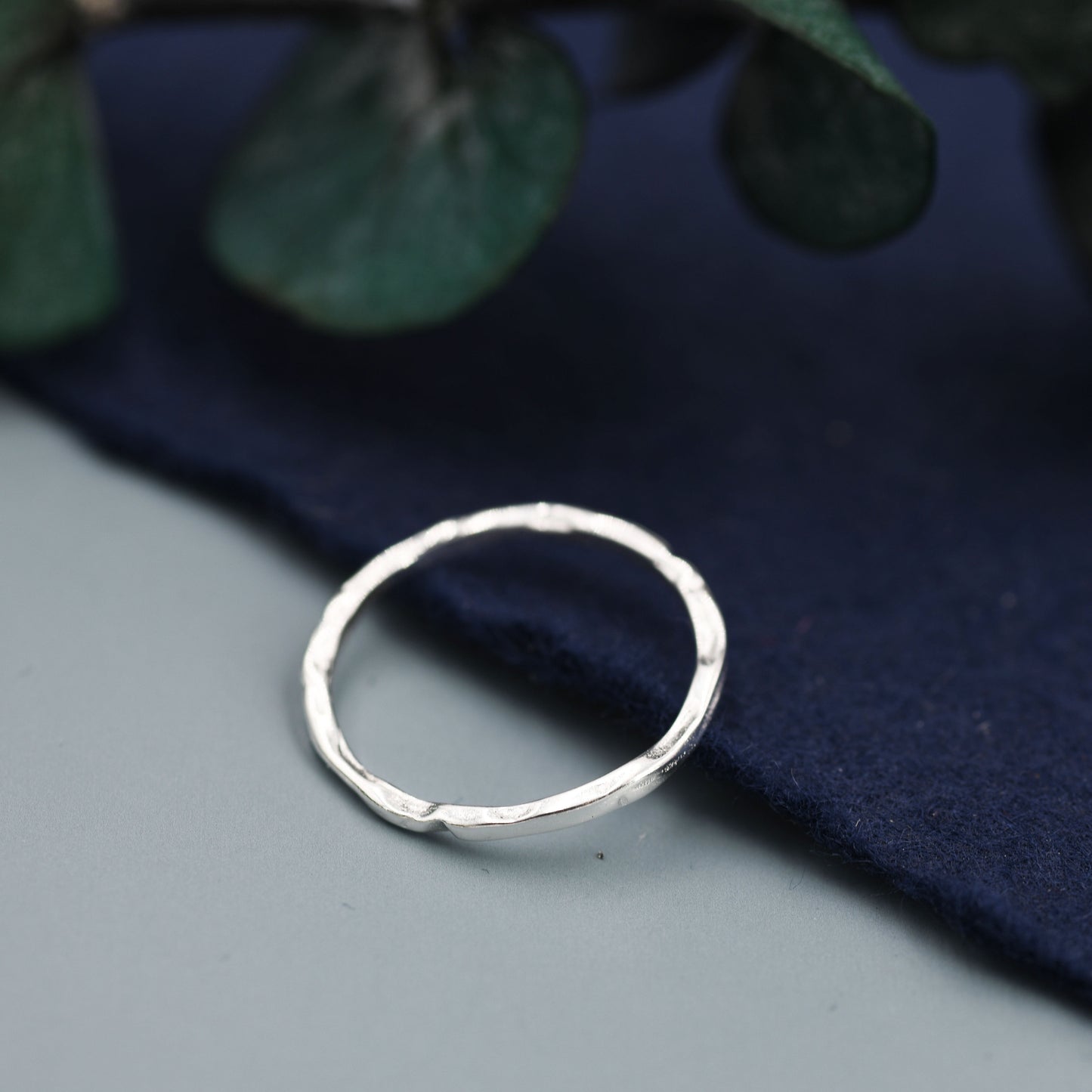 Sterling Silver Hammered Skinny Ring, Very Skinny Delicate Ring Band, Stacking Ring US 5-8, Wave Ring