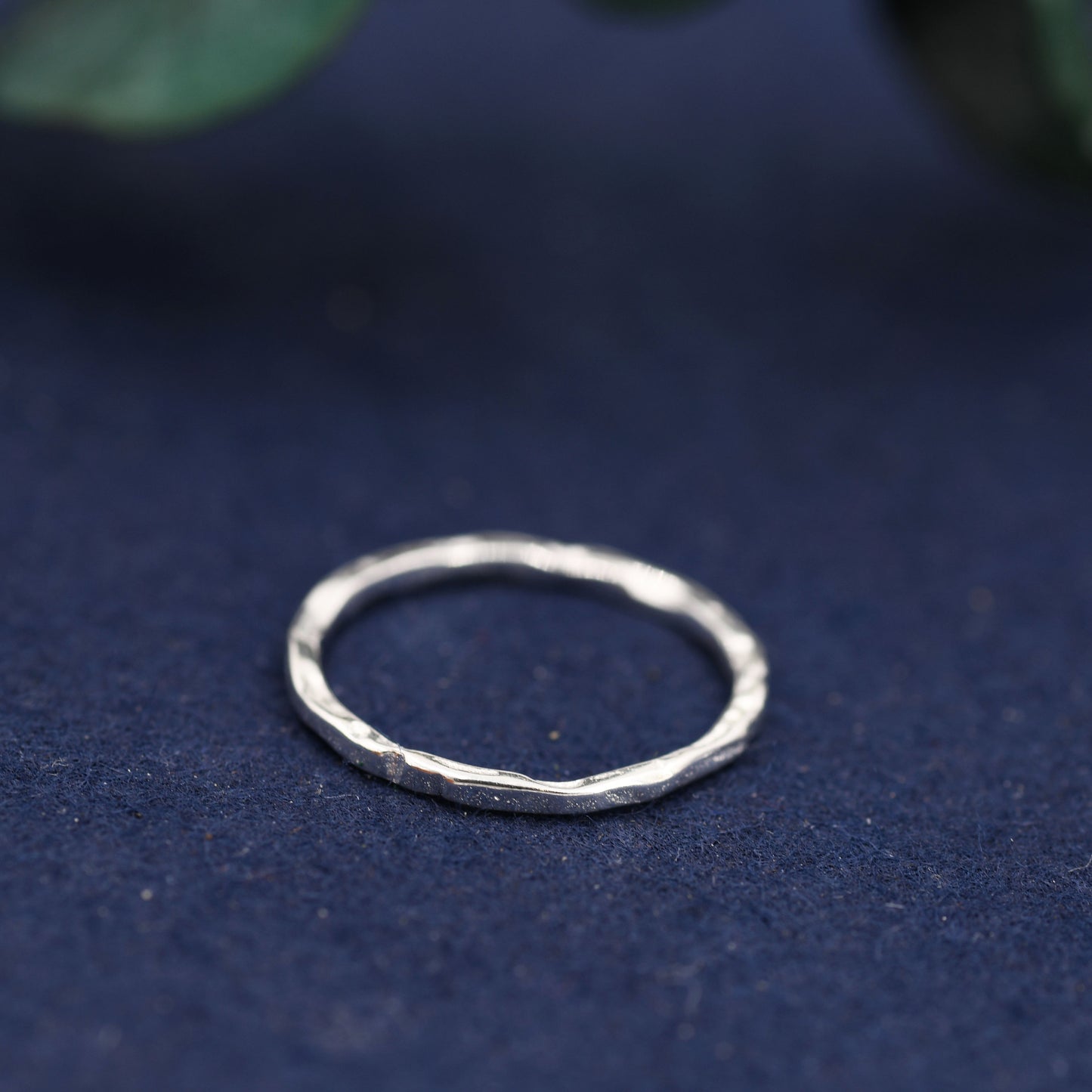 Sterling Silver Hammered Skinny Ring, Very Skinny Delicate Ring Band, Stacking Ring US 5-8, Wave Ring