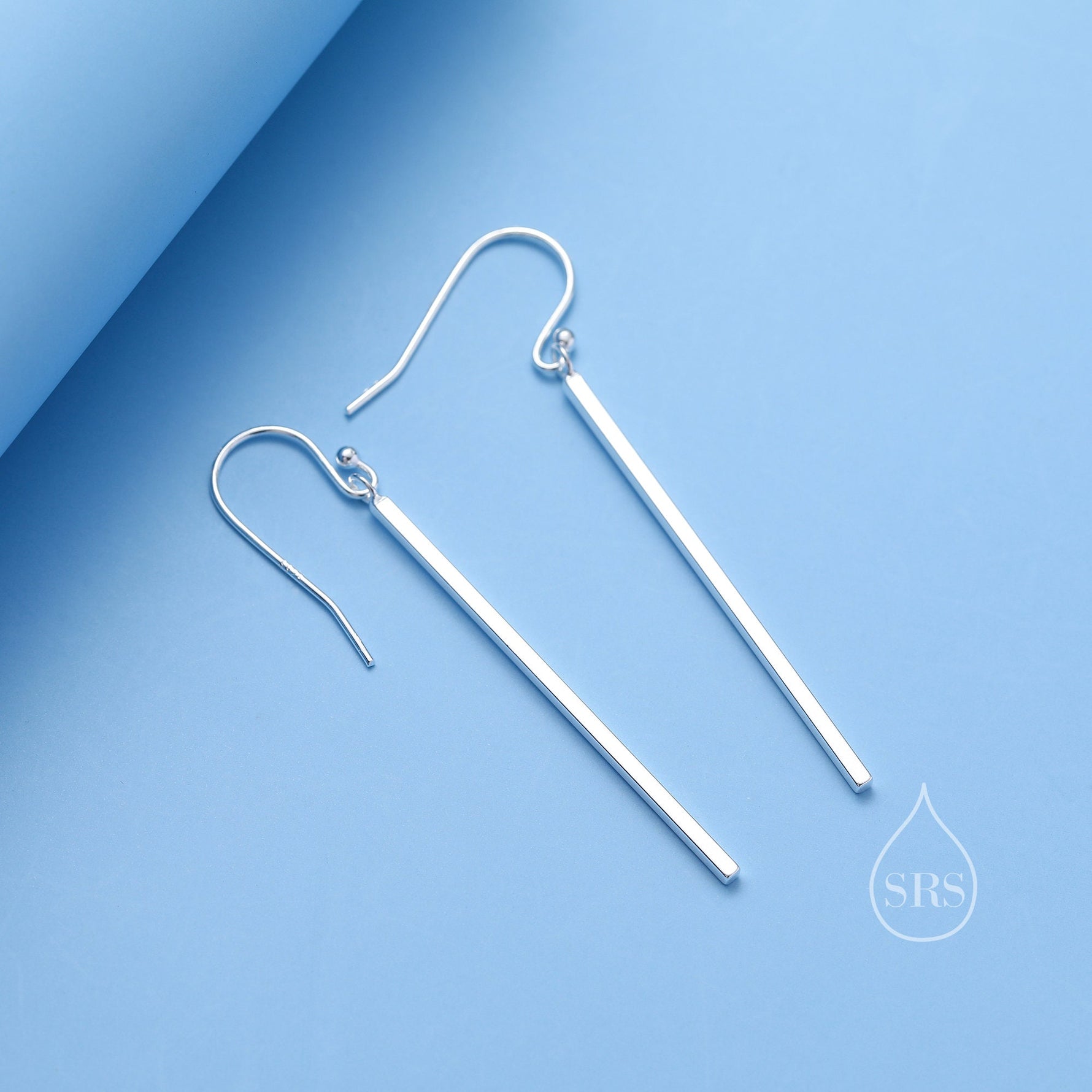 Sterling Silver Dangle Bar Earrings in Sterling Silver, Asymmetric Bar Earrings, Long Bar Dangle Earrings