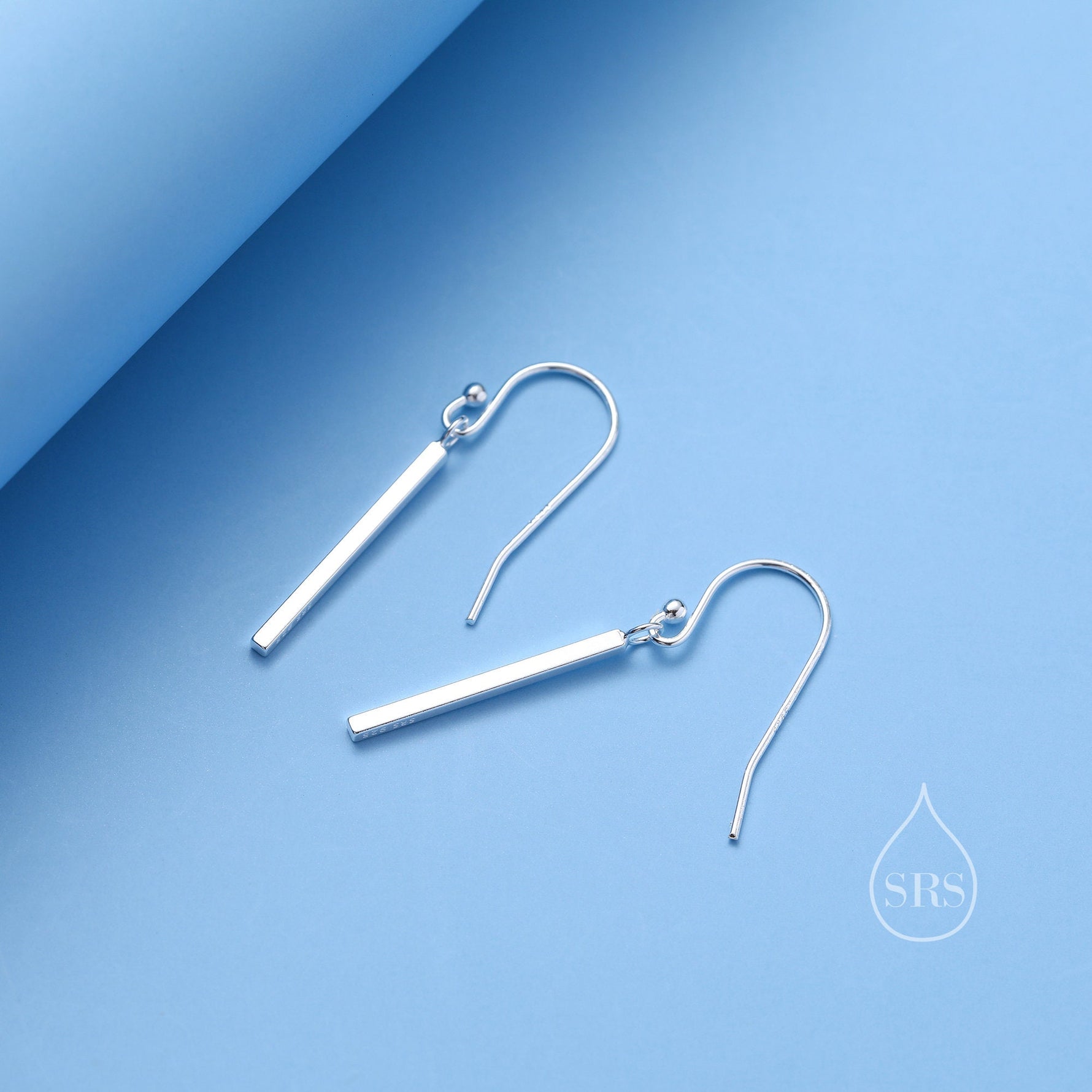 Sterling Silver Dangle Bar Earrings in Sterling Silver, Asymmetric Bar Earrings, Long Bar Dangle Earrings