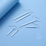 Sterling Silver Asymmetric Dangle Bar Earrings in Sterling Silver, Silver Asymmetric Bar Earrings, Long Bar Dangle Earrings