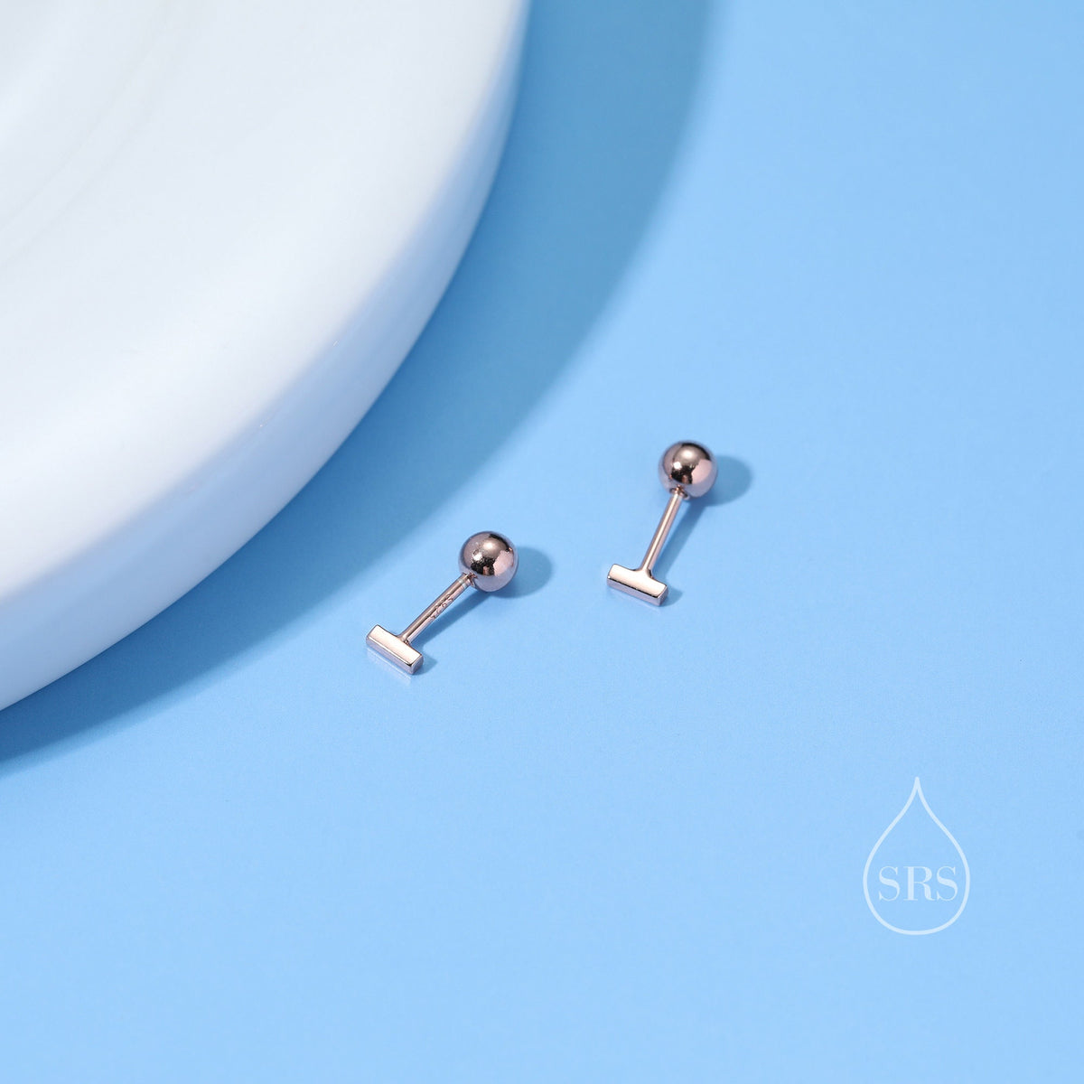 Tiny 4mm Bar Screw Back Earrings in Sterling Silver, Silver, Gold or Rose Gold, Piercing Jewellery, Helix Earrings, Cartilage Earrings