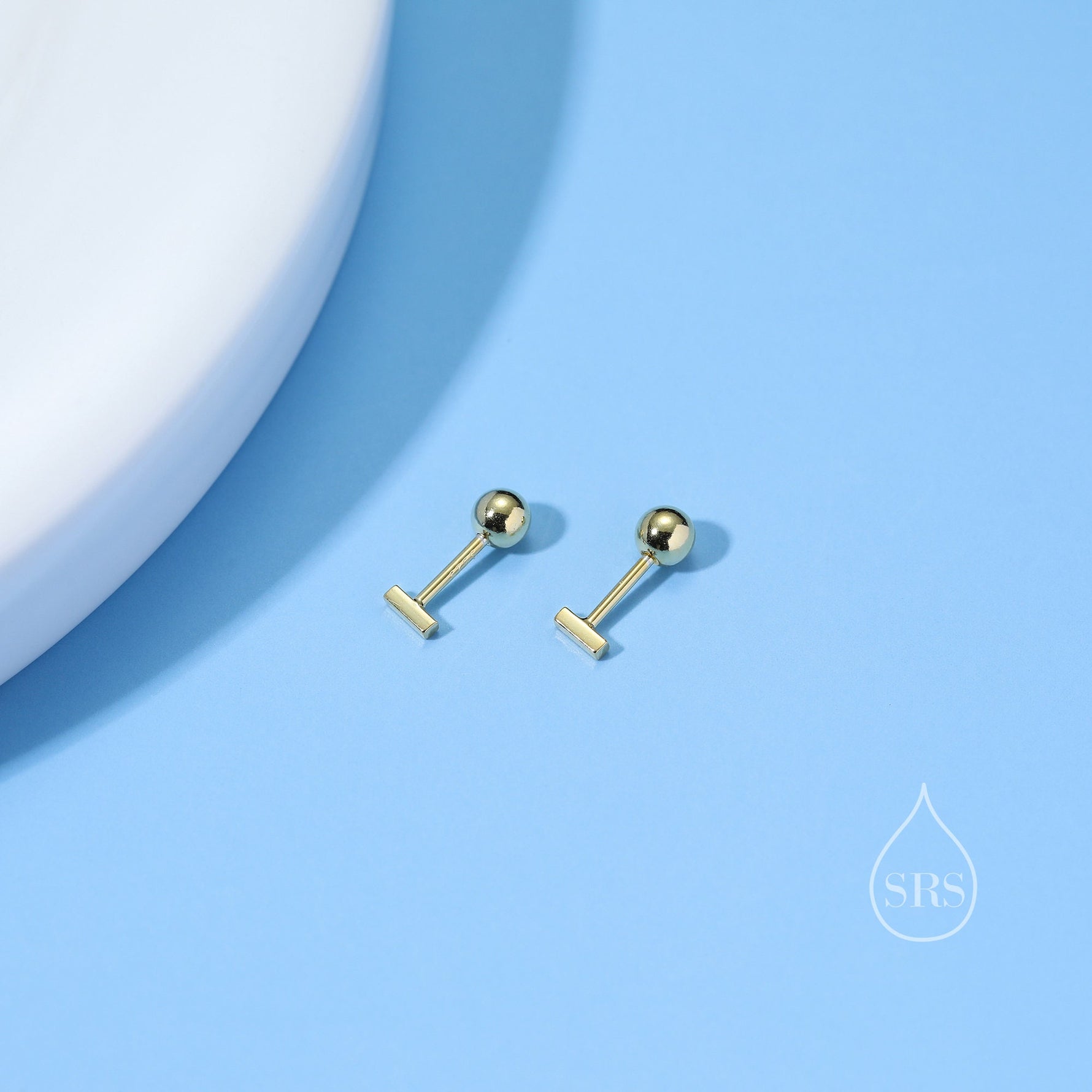 Tiny 4mm Bar Screw Back Earrings in Sterling Silver, Silver, Gold or Rose Gold, Piercing Jewellery, Helix Earrings, Cartilage Earrings