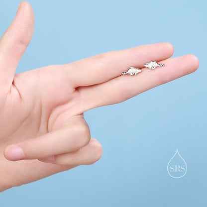Dainty Beaver Stud Earrings in Sterling Silver, Silver or Gold or Rose Gold, Tiny Silver Beaver Earrings