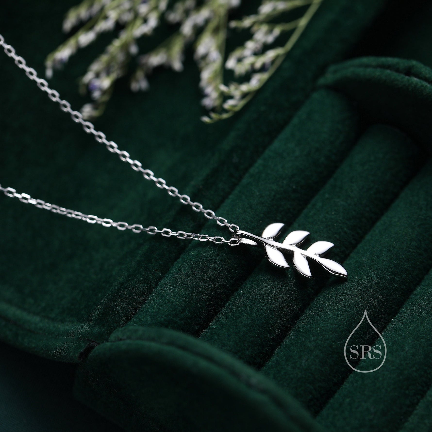 Delicate Leaf Pendant Necklace in Sterling Silver, Olive Brach Necklace, Nature Inspired Tree Leaf Necklace
