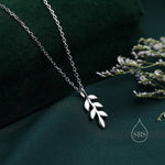 Delicate Leaf Pendant Necklace in Sterling Silver, Olive Brach Necklace, Nature Inspired Tree Leaf Necklace