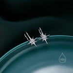 Starburst Hook Earrings in Sterling Silver, Silver, Gold or Rose Gold, North Star Earrings, Sunburst Earrings, Celestial Jewellery